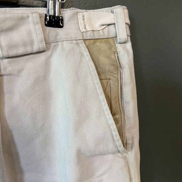 Orvis Khaki Leather Accent Pocket Cargo Outdoors Fishing Shorts 44 - Picture 2 of 4